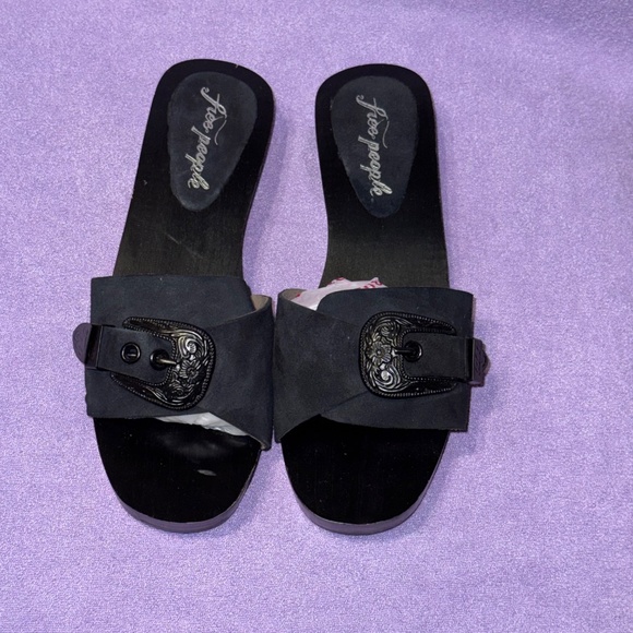 Free People Westtown Slide Clog Sandal Black Women - Picture 2 of 7